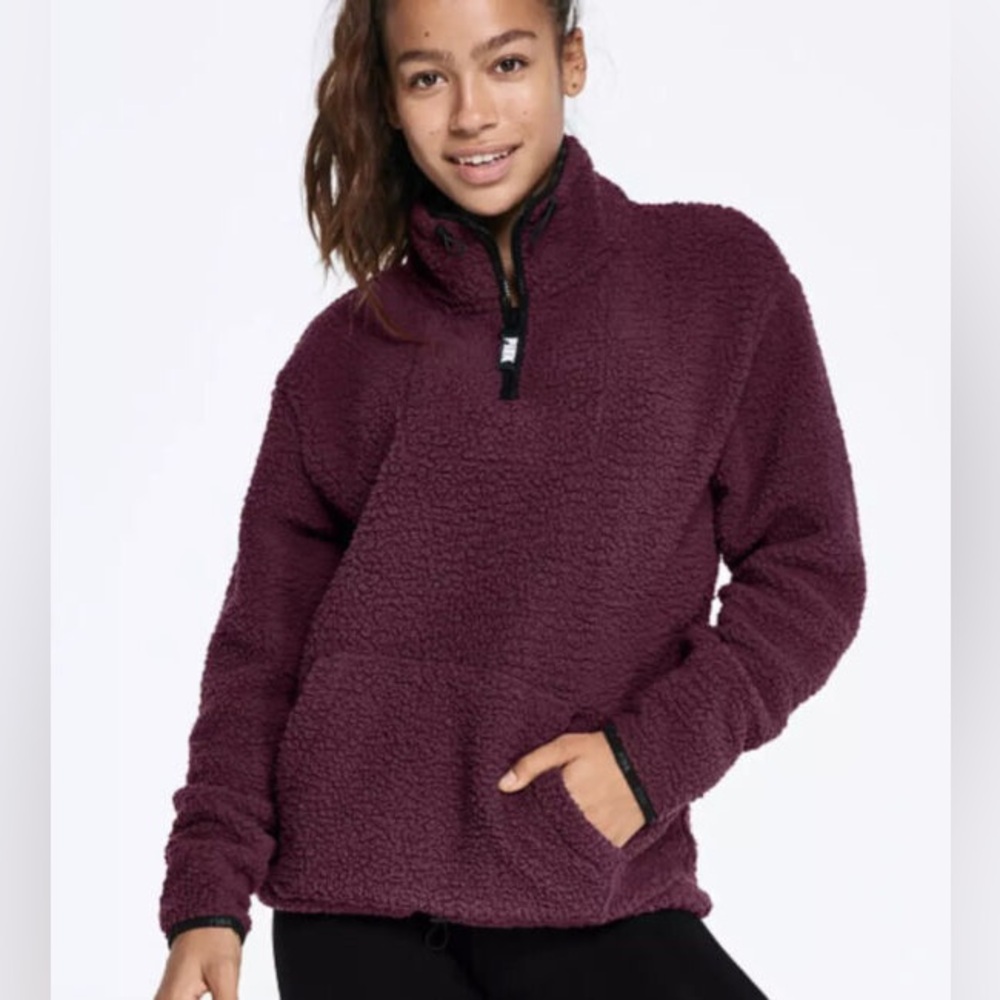 Victoria's Secret PINK  NEW Quarter Zip Sherpa Pullover